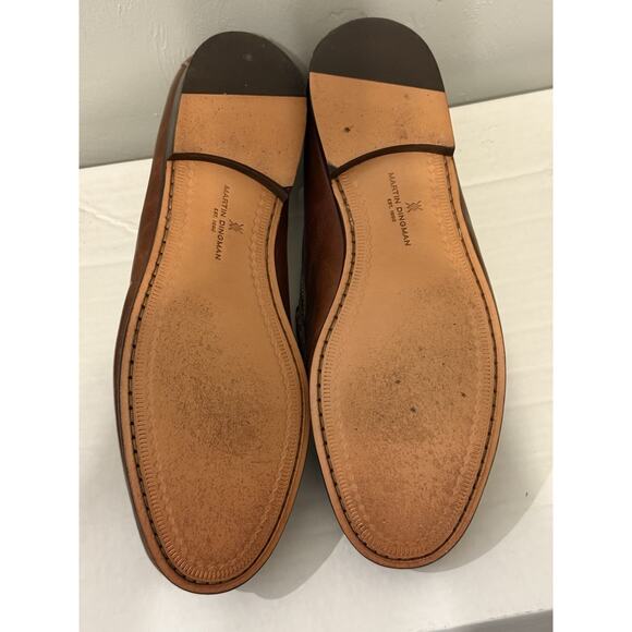 Martin Dingman Brown Leather Penny Loafers Men’s 11.5 Made in Brazil Dress Shoes - Picture 10 of 11